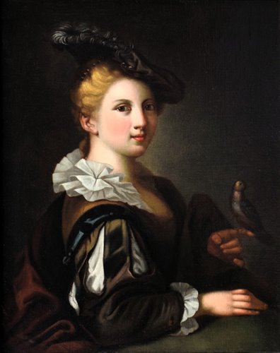 Jeune noble dame avec un chardonneret